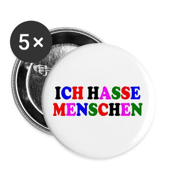 Ich hasse menschen - Buttons groß 56 mm (5er Pack) - Weiß - Vorne