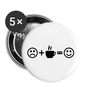 Coffee Smileys - Buttons large 2.2''/56 mm (5-pack) - white - Front