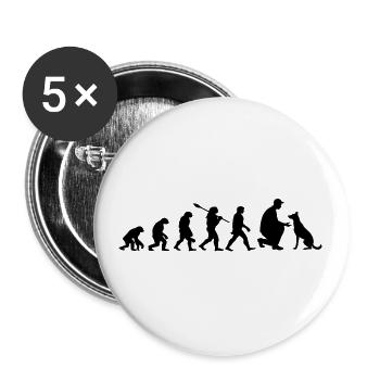 Evolution Lustiger Belgischer Malinois-Schäferhund - Buttons groß 56 mm (5er Pack) - Weiß - Vorne