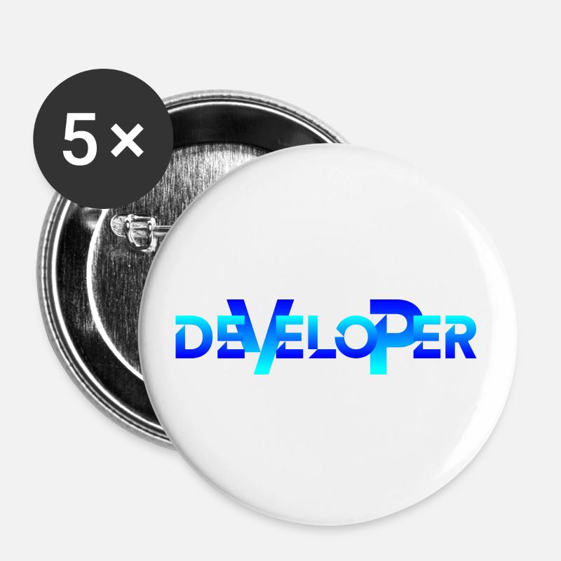 DEVELOPER - Lot de 5 grands badges (56 mm) - blanc