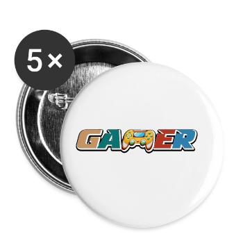 Gamer Graphic Video Game Player Gaming Gamer Pc Co - Buttons groß 56 mm (5er Pack) - Weiß - Vorne