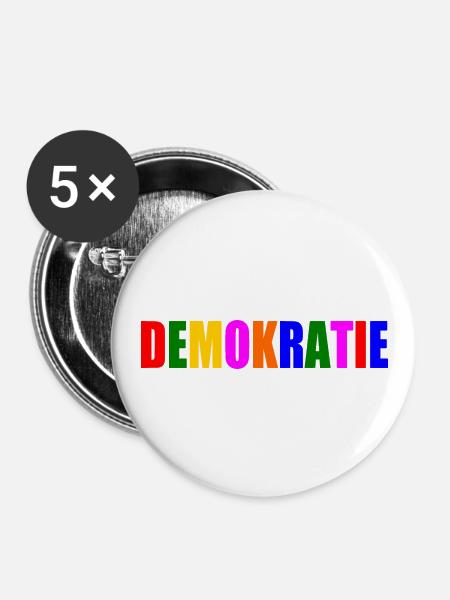 Demokratie - Buttons groß 56 mm (5er Pack) - Weiß