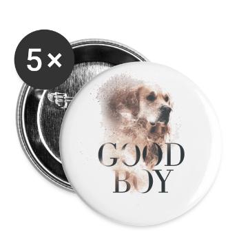 Good Boy Labrador Golden Retriver - Buttons groß 56 mm (5er Pack) - Weiß - Vorne