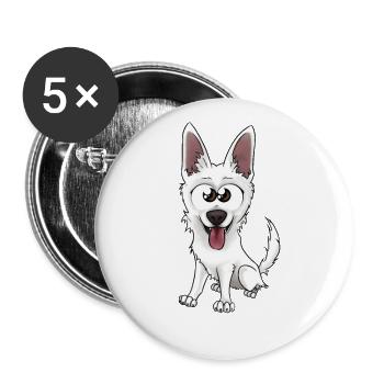 Caly, the Swiss white shepherd - Buttons large 2.2''/56 mm (5-pack) - white - Front