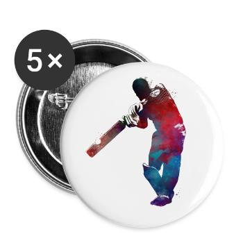 Cricket Sport Kunst #cricket - Buttons groß 56 mm (5er Pack) - Weiß - Vorne