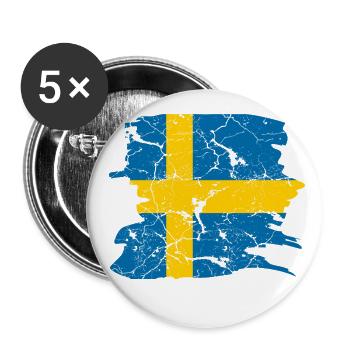 Schweden Flagge - Buttons groß 56 mm (5er Pack) - Weiß - Vorne