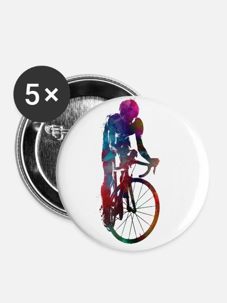 Radfahren Fahrrad Sport Kunst #cycling #sport #biking - Buttons groß 56 mm (5er Pack) - Weiß