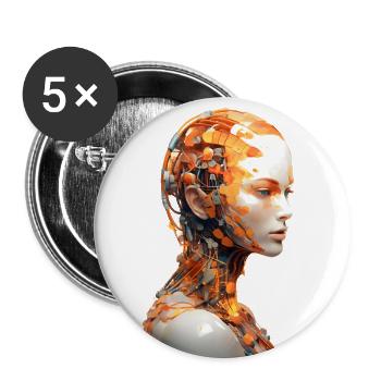 Portrait eines weiblichen Androiden - Buttons groß 56 mm (5er Pack) - Weiß - Vorne
