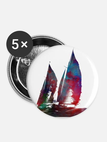 Segelsport Kunst #sailing - Buttons groß 56 mm (5er Pack) - Weiß