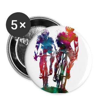 Two cyclers sport art - Buttons large 2.2''/56 mm (5-pack) - white - Front