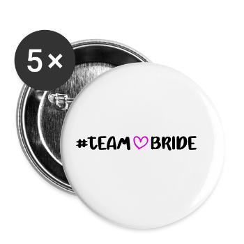Coeur de mariée de l'équipe - Lot de 5 grands badges (56 mm) - blanc - Devant