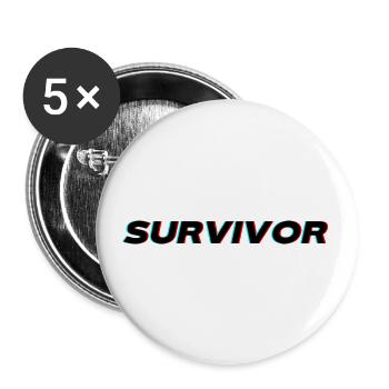 Survivor - Shirt for all strong people - Buttons large 2.2''/56 mm (5-pack) - white - Front