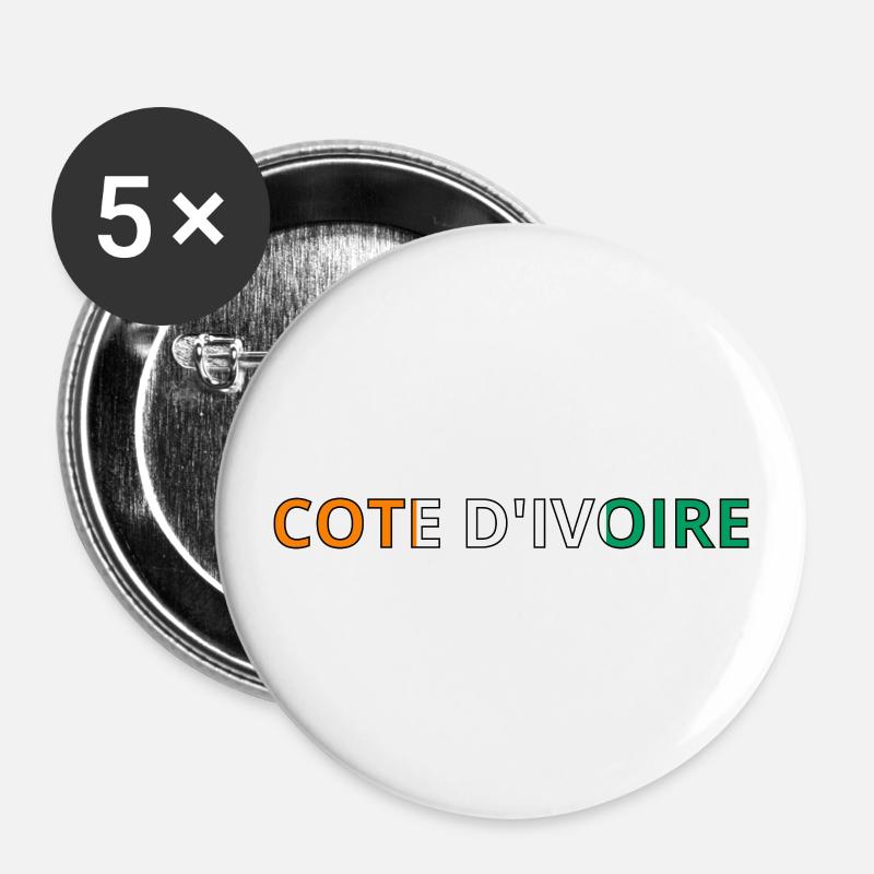 Flag of Côte d'Ivoire - Buttons large 2.2''/56 mm (5-pack) - white