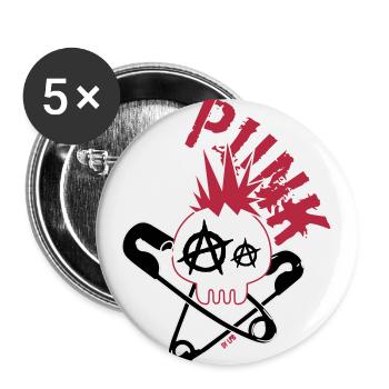 skull-Punk by Little - Lot de 5 grands badges (56 mm) - blanc - Devant