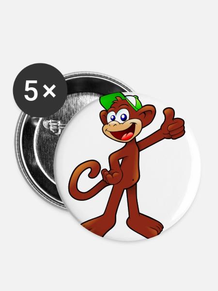 Affe - Buttons groß 56 mm (5er Pack) - Weiß