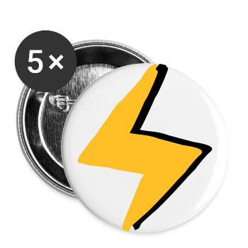 Blitz mit Superkräften - Kostüm - Buttons groß 56 mm (5er Pack) - Weiß - Vorne