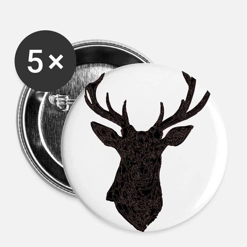 Hirsch - Buttons groß 56 mm (5er Pack) - Weiß