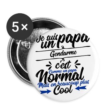 papa Gendarme cadeau - Lot de 5 grands badges (56 mm) - blanc - Devant