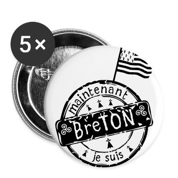 logo je suis breton maintenant drapeau - Lot de 5 grands badges (56 mm) - blanc - Devant