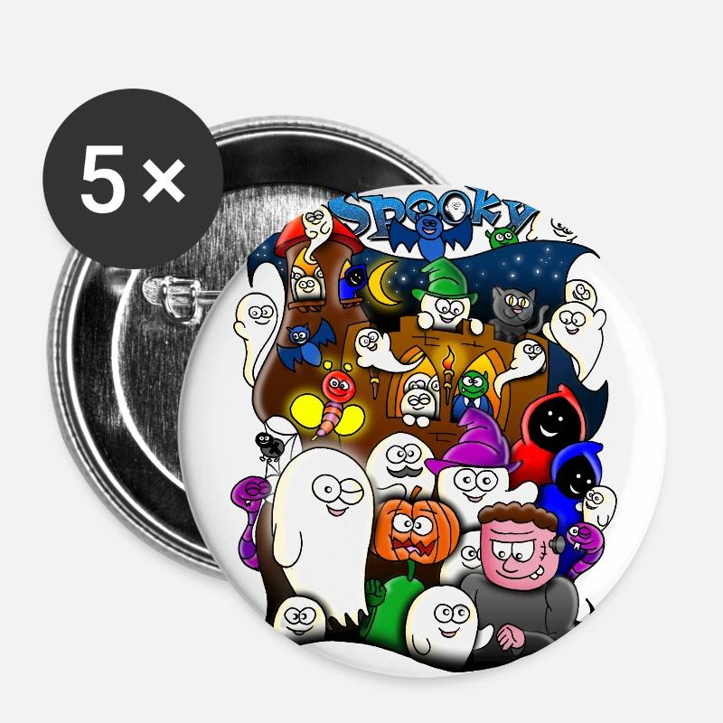 Spooky - Buttons large 2.2''/56 mm (5-pack) - white