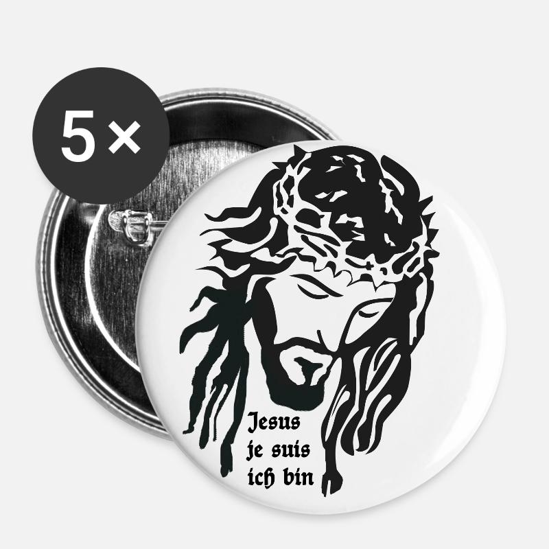 Jesus - Buttons large 2.2''/56 mm (5-pack) - white