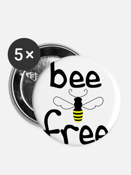 Bee free - Buttons groß 56 mm (5er Pack) - Weiß