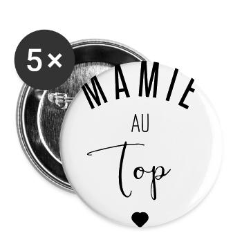 MAMIE AU TOP - Lot de 5 grands badges (56 mm) - blanc - Devant