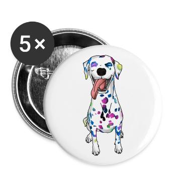 amant de chien chemise de chien dalmatien drôle - Lot de 5 grands badges (56 mm) - blanc - Devant