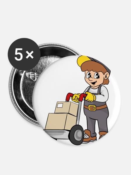 Lieferant - Buttons groß 56 mm (5er Pack) - Weiß