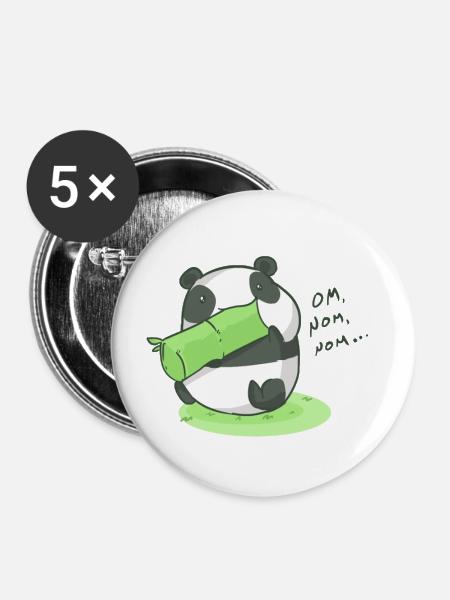 Panda - Buttons groß 56 mm (5er Pack) - Weiß
