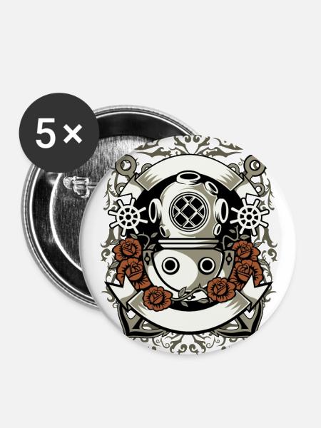 Diver - Buttons groß 56 mm (5er Pack) - Weiß
