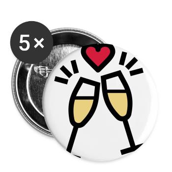 ou mousseux pour la Saint-Valentin - Lot de 5 grands badges (56 mm) - blanc - Devant