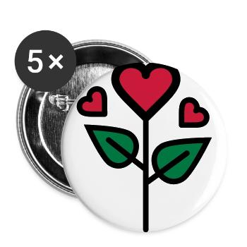 Valentine's Rose in heart shape - Buttons large 2.2''/56 mm (5-pack) - white - Front