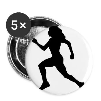 Läuferin, laufen - Buttons groß 56 mm (5er Pack) - Weiß - Vorne