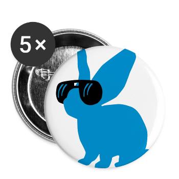 Hase mit Brille - Buttons groß 56 mm (5er Pack) - Weiß - Vorne
