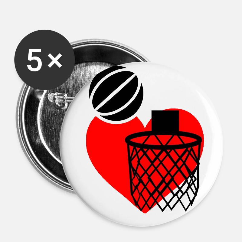 Basketball love - Buttons large 2.2''/56 mm (5-pack) - white