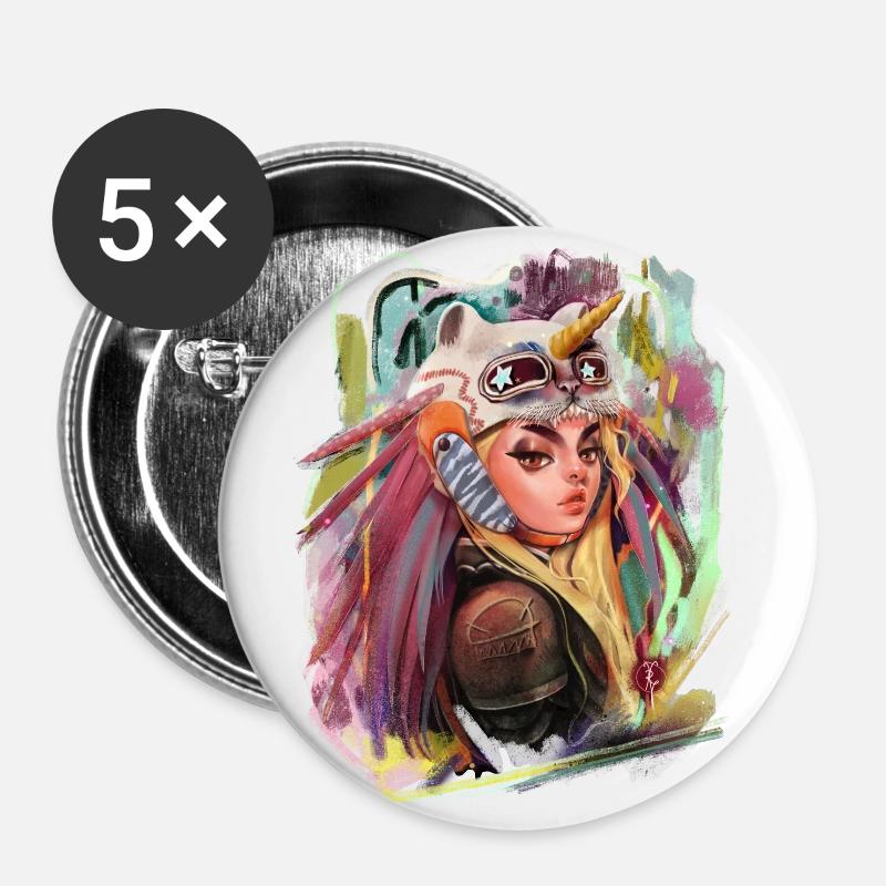 Die Kriegerin - Buttons groß 56 mm (5er Pack) - Weiß