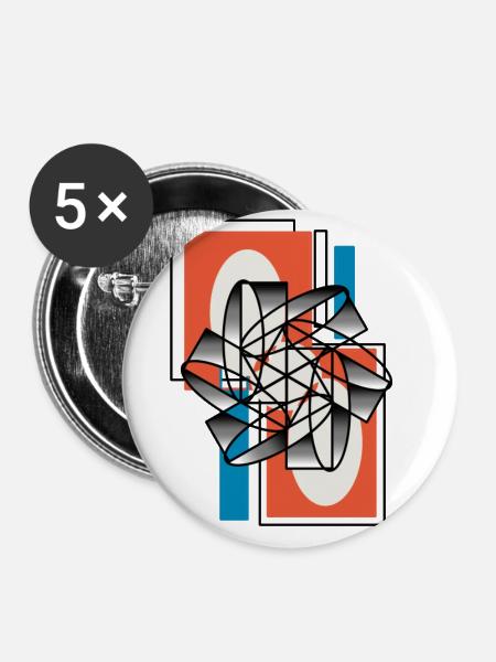 Geometrien - Buttons groß 56 mm (5er Pack) - Weiß
