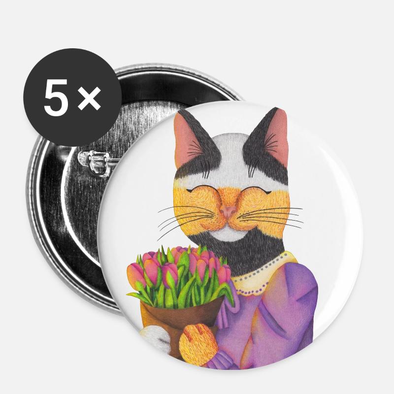 Flower Greetings - Buttons large 2.2''/56 mm (5-pack) - white