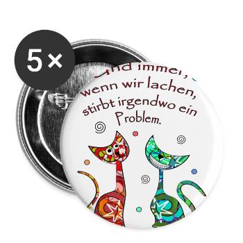 Katzen - Buttons groß 56 mm (5er Pack) - Weiß - Vorne