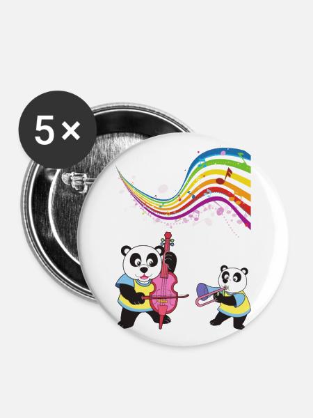 Panda - Buttons groß 56 mm (5er Pack) - Weiß