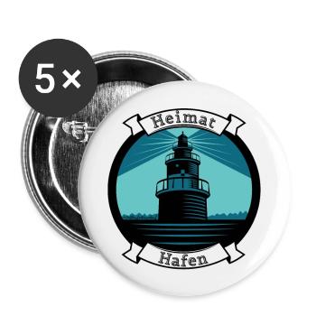Heimathafen Leuchtturm - ImNordenVerankert - Buttons groß 56 mm (5er Pack) - Weiß - Vorne