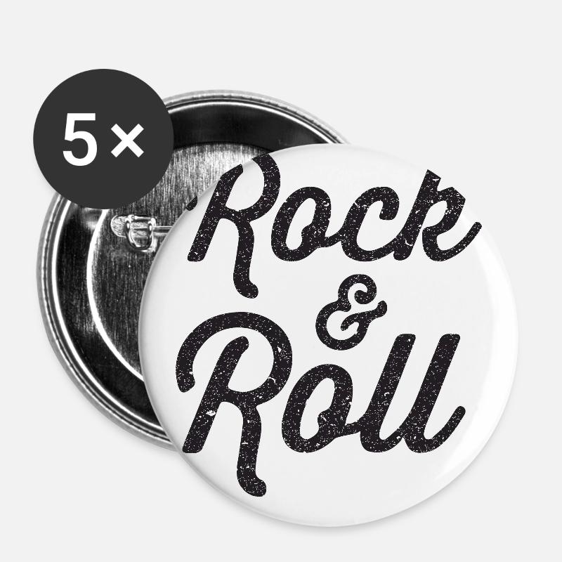 Rock n Roll - Buttons groß 56 mm (5er Pack) - Weiß