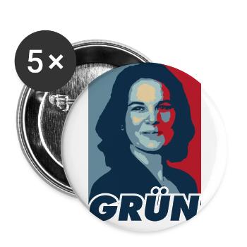 Annalena Baerbock Politik Politikerin Grün - Buttons groß 56 mm (5er Pack) - Weiß - Vorne