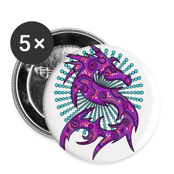 Dot Painting - DRAGON FANTASTIQUE - Rayons de Soleil 1 - Lot de 5 grands badges (56 mm) - blanc - Devant