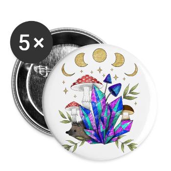 Igel im Traumland - Buttons groß 56 mm (5er Pack) - Weiß - Vorne