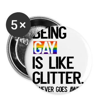 Being Gay LGBT CSD Gay Pride Glittering Rainbow - Buttons large 2.2''/56 mm (5-pack) - white - Front