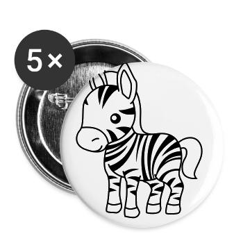 Zebra Comic Animal - Lot de 5 grands badges (56 mm) - blanc - Devant