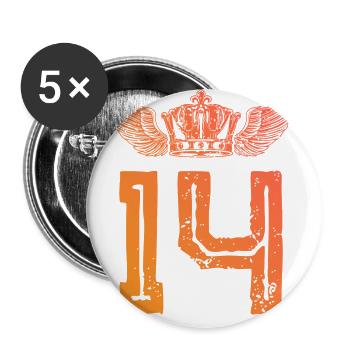 14 Zahl Krone - Buttons groß 56 mm (5er Pack) - Weiß - Vorne