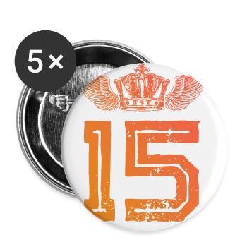 15 Couronne numérique - Lot de 5 grands badges (56 mm) - blanc - Devant